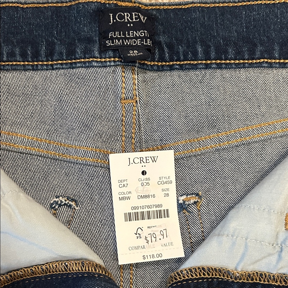 NWT J CREW FACTORY slim wide leg Jean - Picture 3 of 3